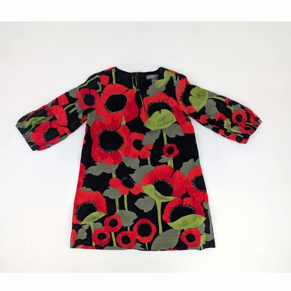 Old Navy Other - Gap Baby Dress Girls Toddler 3 Years Bold Poppy Print Red Black Bloom